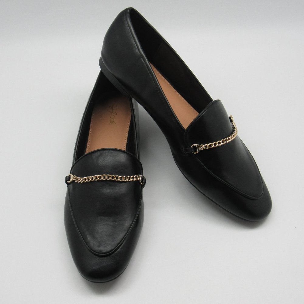 Jaclyn Smith Chiara Loafers Black with Gold EUC